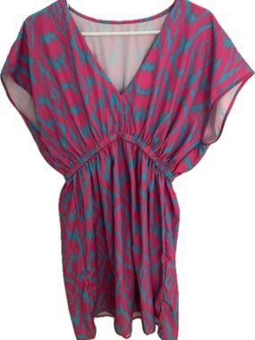 Cupshe Pink and Teal Ikat Swim Coverup
